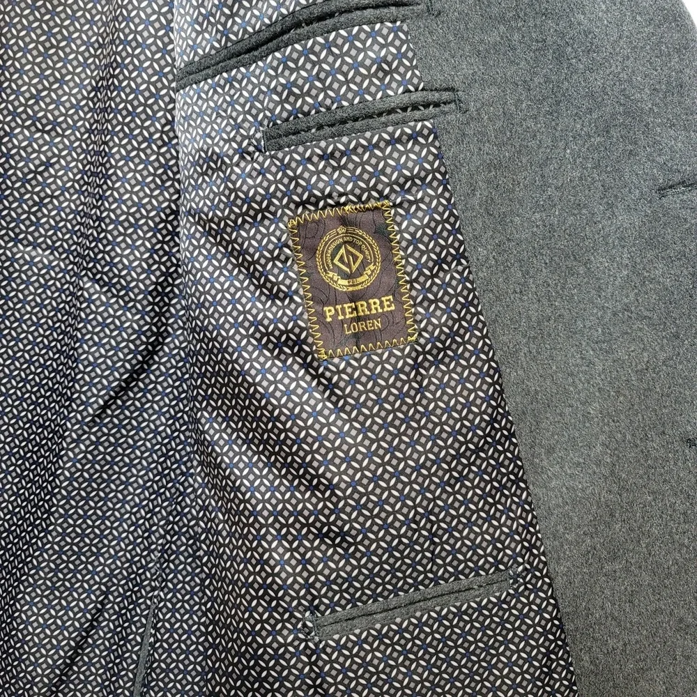 Pierre Loren Blazer Classic Fit Sport Coat Charcoal 56R W/Suit Bag & Hanger